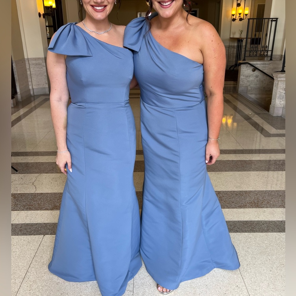 Amsale Sierra Dusk colored bridesmaids dress